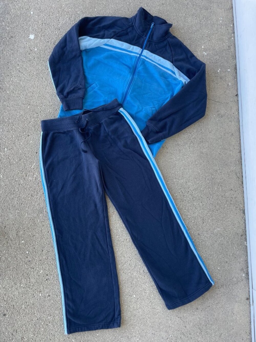 Vintage Y2K 2 pc Set Track Jacket Wide Leg Pants Blue Sporty Spice Streetwear M